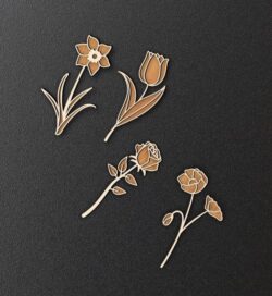Flowers E0022364 file cdr and dxf pdf free vector download for Laser cut