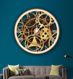 Gear clock E0022400 file cdr and dxf pdf free vector download for Laser cut