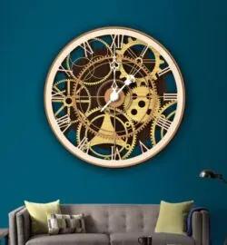 Gear clock E0022400 file cdr and dxf pdf free vector download for Laser cut