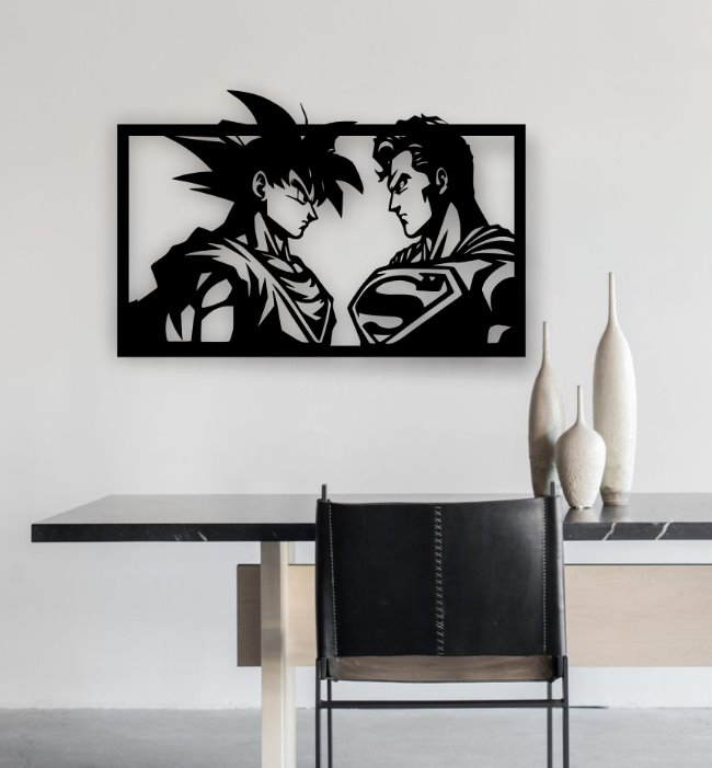 Goku and superman E0022529 file cdr and dxf pdf free vector download for Laser cut plasma