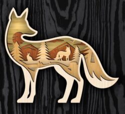 Layered Fox E0022516 file cdr and dxf pdf free vector download for Laser cut