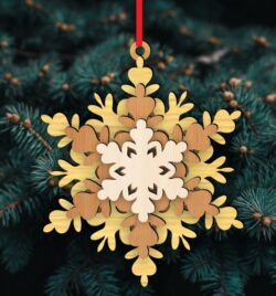 Layered Snowflakes E0022535 file cdr and dxf pdf free vector download for Laser cut