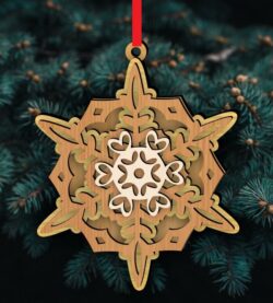 Layered Snowflakes E0022538 file cdr and dxf pdf free vector download for Laser cut