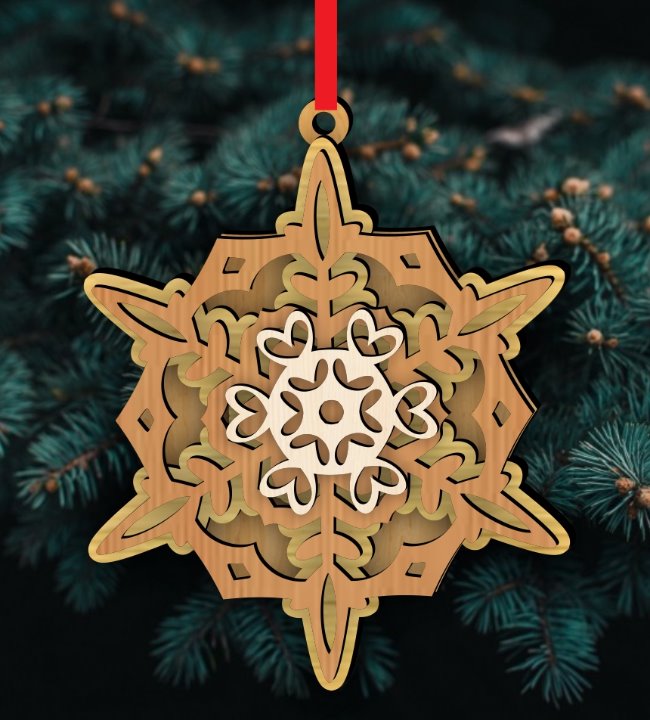 Layered Snowflakes E0022538 file cdr and dxf pdf free vector download for Laser cut