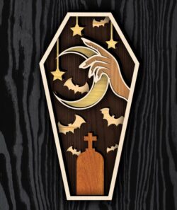 Layered coffin E0022610 file cdr and dxf pdf free vector download for Laser cut