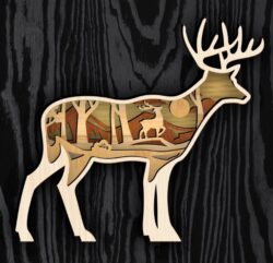 Layered deer E0022518 file cdr and dxf pdf free vector download for Laser cut