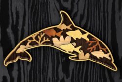 Layered dolphin E0022513 file cdr and dxf pdf free vector download for Laser cut