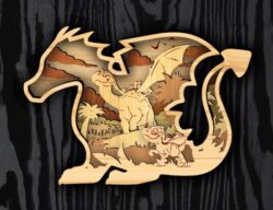 Layered dragon E0022333 file cdr and dxf free vector download for Laser cut