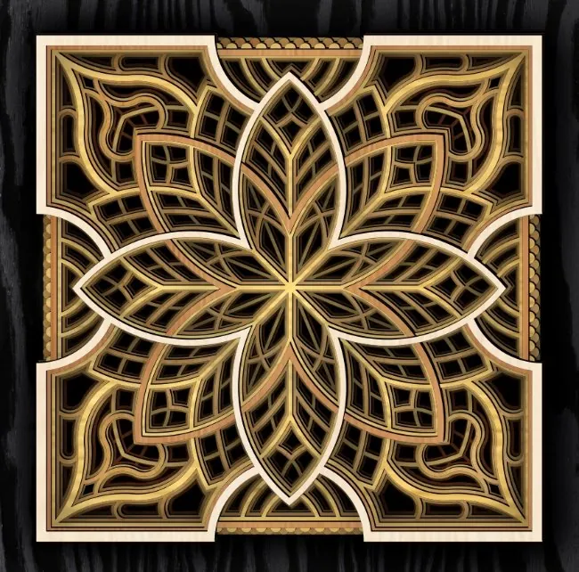 Multilayer mandala E0022454 file cdr and dxf pdf free vector download for Laser cut