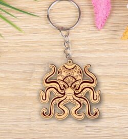 Octopus keychain E0022386 file cdr and dxf pdf free vector download for Laser cut