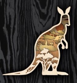 Layered kangaroo E0022326 file cdr and dxf free vector download for Laser cut