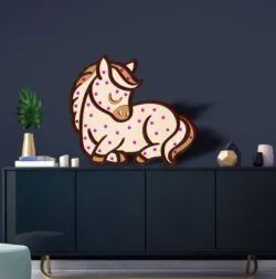 Unicorn lamp E0022493 file cdr and dxf pdf free vector download for Laser cut