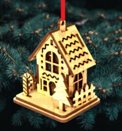 Christmas houses E0022687 file cdr and dxf pdf free vector download for Laser cut