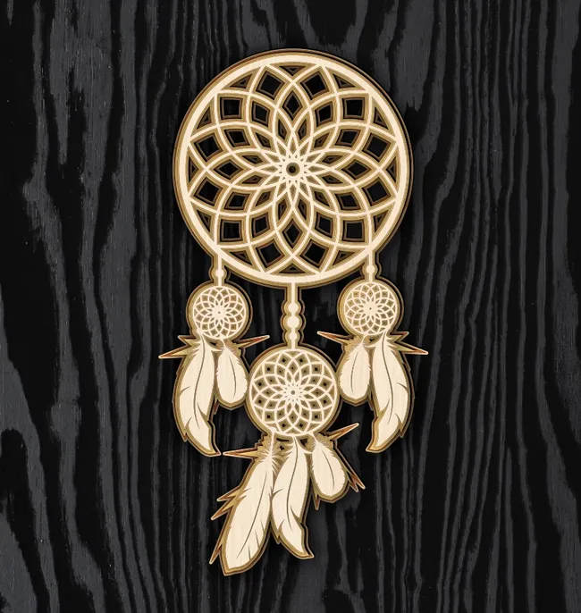 3D Layered dream catcher E0022750 file cdr and dxf pdf free vector download for Laser cut