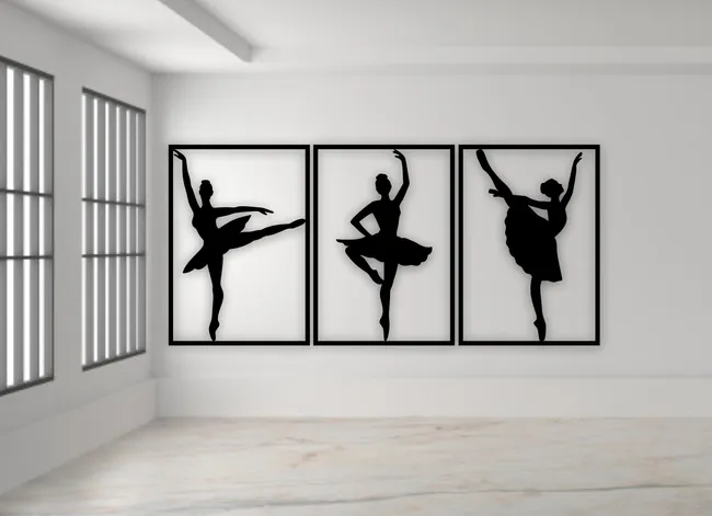 Ballet dancers wall decor E0022773 file cdr and dxf pdf free vector download for Laser cut plasma