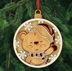 Bear Christmas ornaments E0022702 file cdr and dxf pdf free vector download for Laser cut