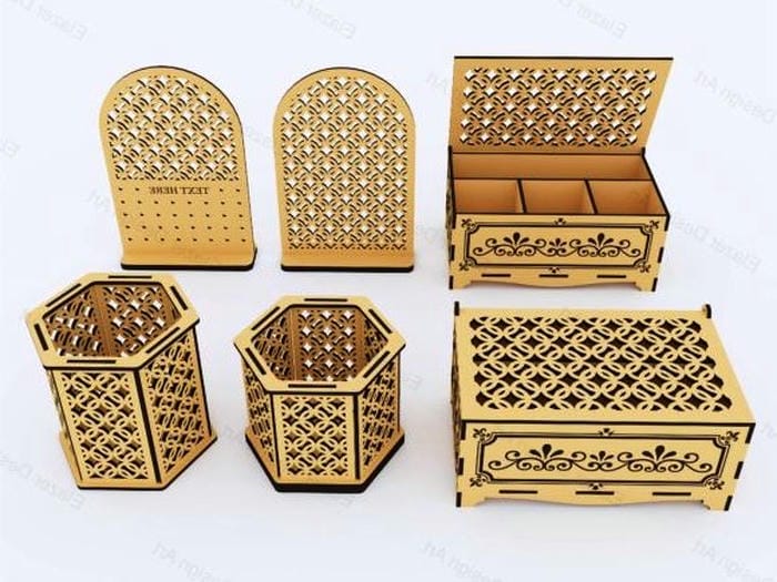 Boxes annd earring holder E0022696 file cdr and dxf pdf free vector download for Laser cut