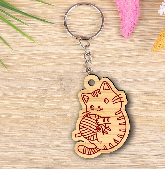 Cat keychain E0022870 file cdr and dxf pdf free vector download for Laser cut