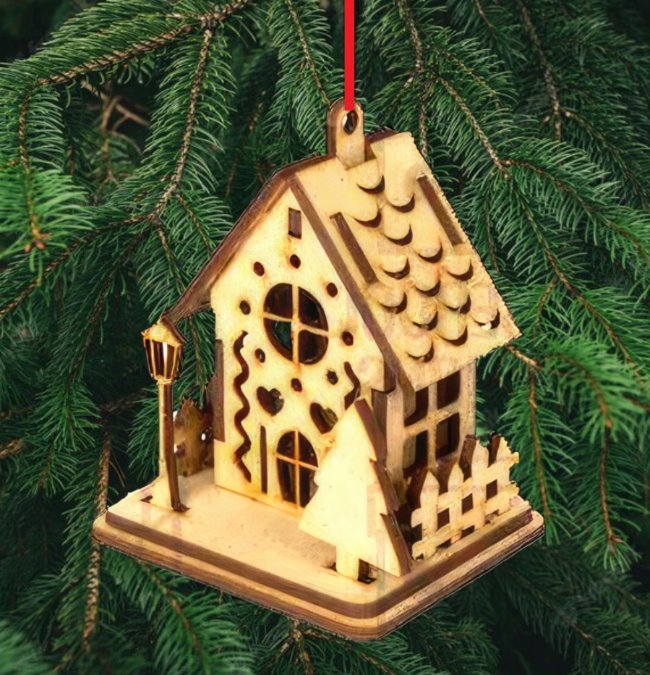 Christmas houses E0022684 file cdr and dxf pdf free vector download for Laser cut