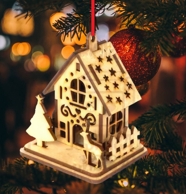 Christmas houses E0022685 file cdr and dxf pdf free vector download for Laser cut