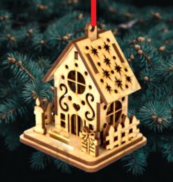 Christmas houses E0022686 file cdr and dxf pdf free vector download for Laser cut