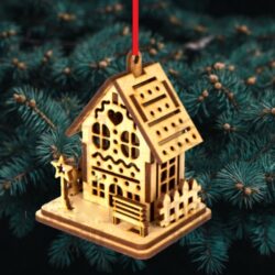 Christmas houses E0022688 file cdr and dxf pdf free vector download for Laser cut