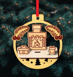 Christmas ornament E0022652 file cdr and dxf pdf free vector download for Laser cut