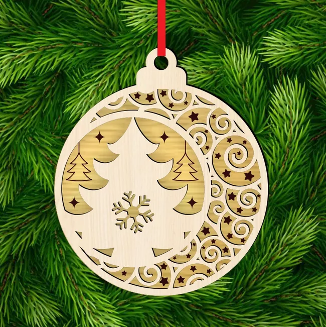 Christmas ornament E0022860 file cdr and dxf pdf free vector download for Laser cut