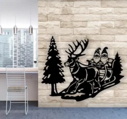 Christmas scene wall decor E0022830 file cdr and dxf pdf free vector download for Laser cut plasma