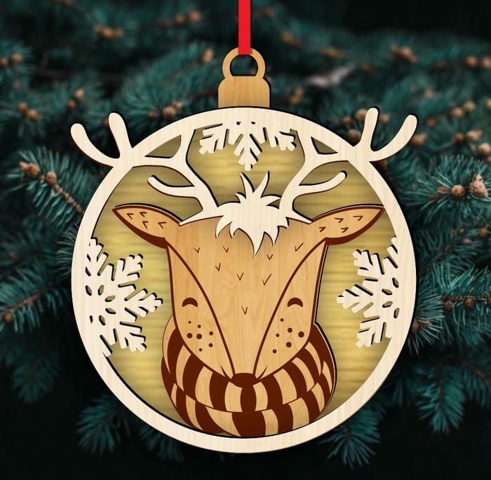 Deer Christmas ornaments E0022704 file cdr and dxf pdf free vector download for Laser cut