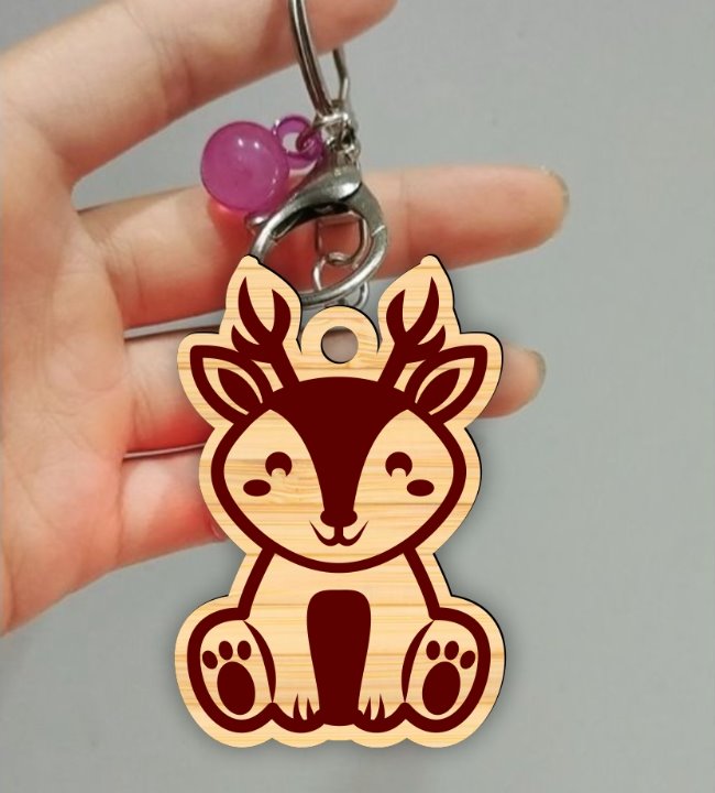 Deer keychain E0022625 file cdr and dxf pdf free vector download for Laser cut