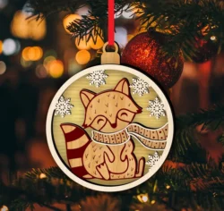 Fox Christmas ornament E0022905 file cdr and dxf pdf free vector download for Laser cut