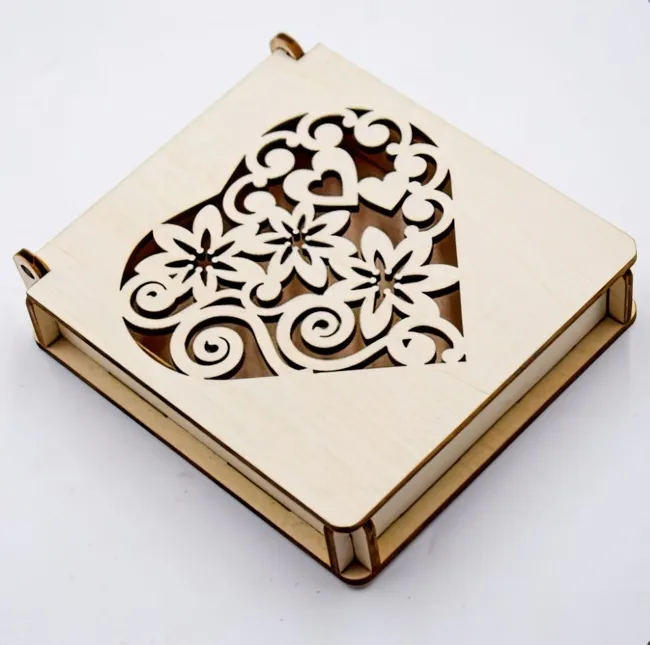 Heart gift box E0022786 file cdr and dxf pdf free vector download for Laser cut