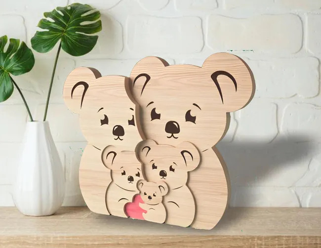 Koala family E0022882 file cdr and dxf pdf free vector download for Laser cut cnc