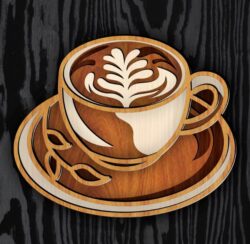 Layered coffee E0022620 file cdr and dxf pdf free vector download for Laser cut