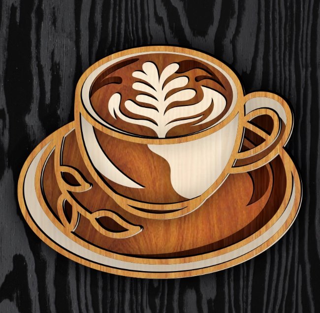 Layered coffee E0022620 file cdr and dxf pdf free vector download for Laser cut