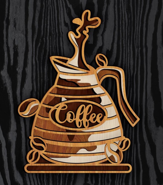 Layered coffee E0022621 file cdr and dxf pdf free vector download for Laser cut