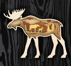 Layered deer E0022803 file cdr and dxf pdf free vector download for Laser cut