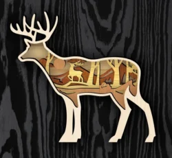 Layered deer E0022804 file cdr and dxf pdf free vector download for Laser cut