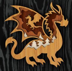 Layered dragon E0022714 file cdr and dxf pdf free vector download for Laser cut