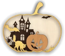 Layered pumpkin E0022795 file cdr and dxf pdf free vector download for Laser cut