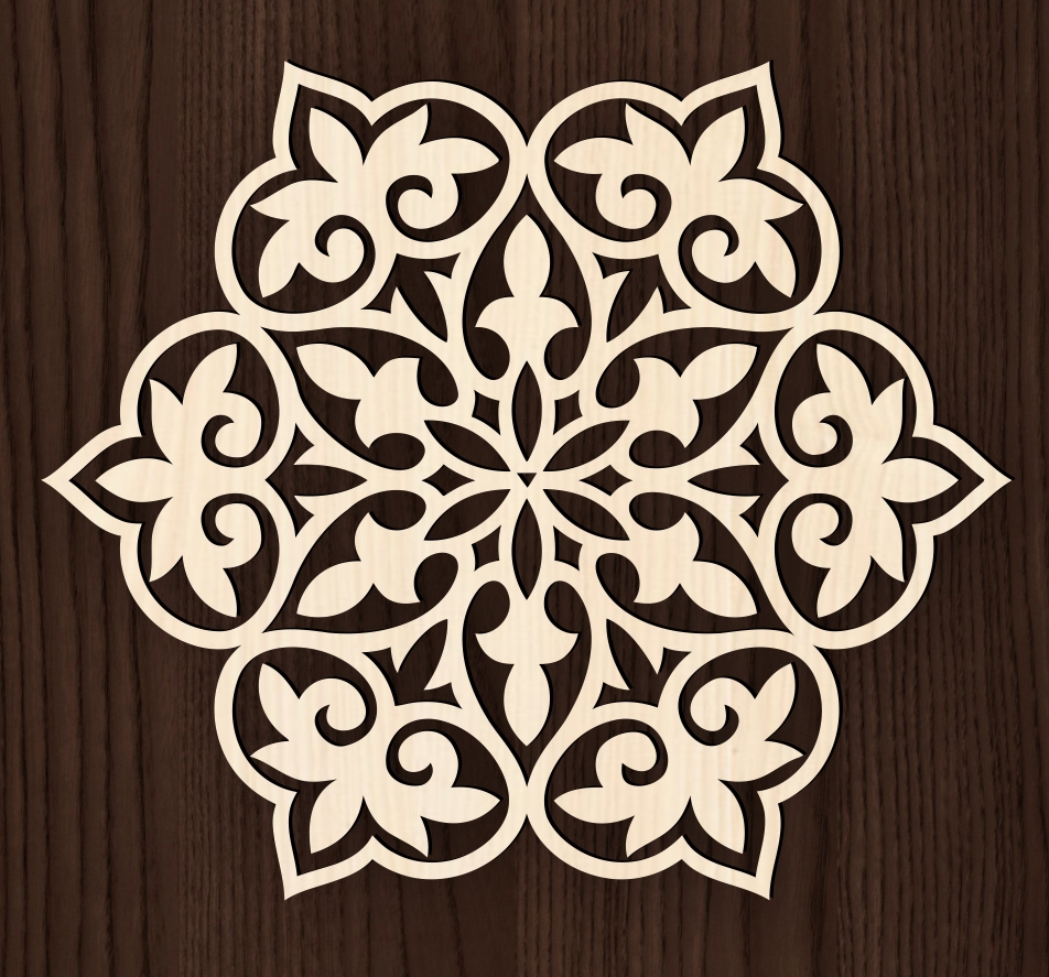 Mandala E0022724 file cdr and dxf pdf free vector download for Laser cut