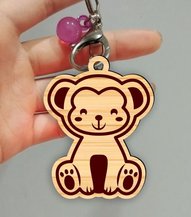 Monkey keychain E0022622 file cdr and dxf pdf free vector download for Laser cut