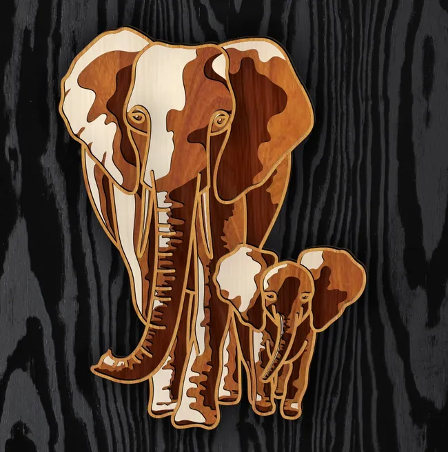 Multilayer Elephants E0022856 file cdr and dxf pdf free vector download for Laser cut