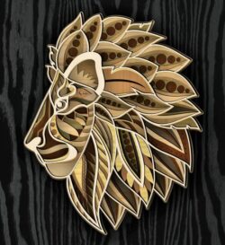 Multilayer lion E0022713 file cdr and dxf pdf free vector download for Laser cut