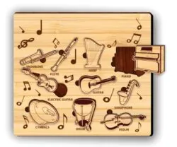 Musical instrument puzzle E0022691 file cdr and dxf pdf free vector download for Laser cut