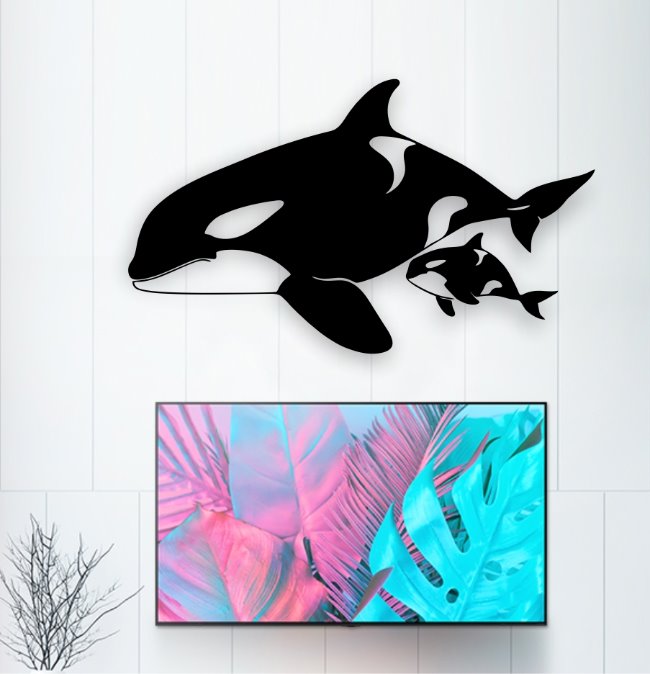 Orca mother and baby E0022661 file cdr and dxf pdf free vector download for Laser cut plasma