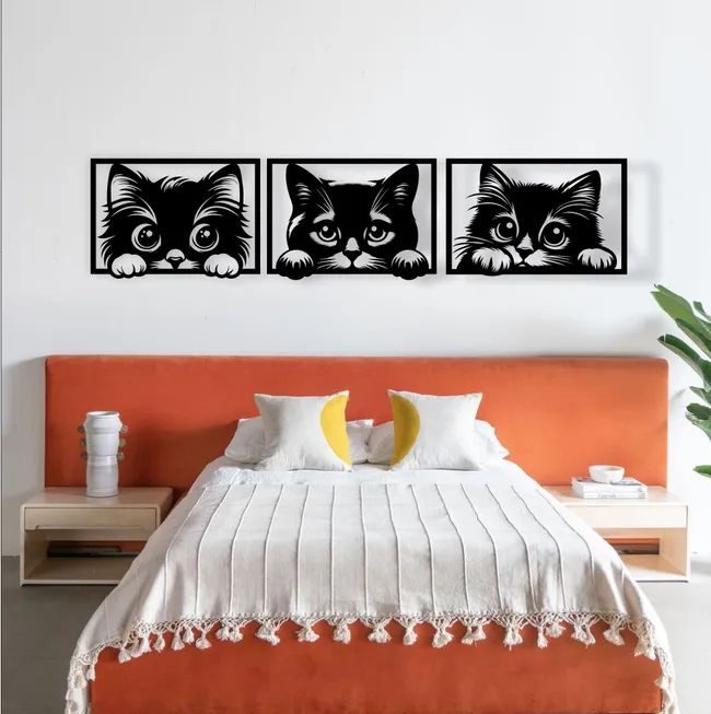 Peeking cat wall decor E0022775 file cdr and dxf pdf free vector download for Laser cut plasma