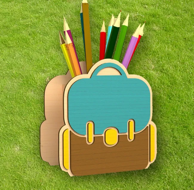 School bag pencil holder E0022923 file cdr and dxf pdf free vector download for Laser cut