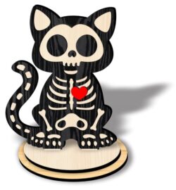 Skeleton cat E0022675 file cdr and dxf pdf free vector download for Laser cut